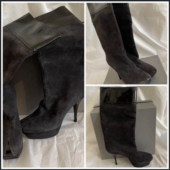 Brand New! YSL Yves Saint Laurent Gray Suede Tribute Boots 39 - Picture 9 of 9